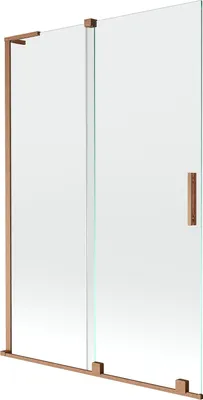 Produktbild von Mexen Velar L Badewannenwand 2-flügelig, verschiebbar 120 x 150 cm, transparent, gebürstetes Kupfer - 896-120-003-01-65