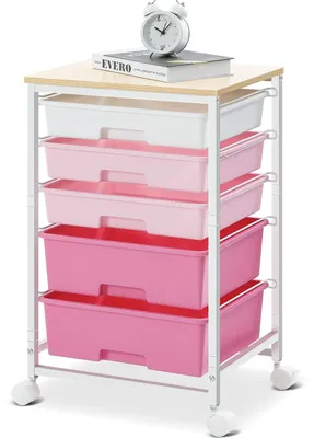 Image de Chariot de rangement avec 5 étagères, idéal pour la cuisine et la salle de bain