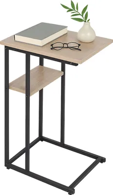 Immagine prodotto di Tavolino Relaxdays, ripiano grande e piccolo, L 60 x P 40 x A 30 cm, tavolino da divano e da letto, metallo e MDF, marrone chiaro/nero