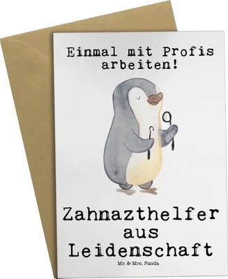 Produktbild von Mr. & Mrs. Panda abiturkarte Zahnarzthelfer Leidenschaft - Weiß - Geschenk, einladungskarten, Grußkarte, hochzeitskarten, weihnachtskarten, Grußkarten, osterkarten
