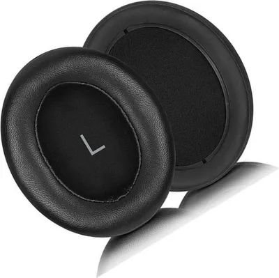 Two black ear pads for headphones are shown on a white background.
