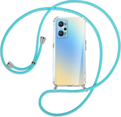 Produktbild von Handykette Backcover-Schutzhülle mit Band (Metall silberfarben) für Realme GT Neo2 - türkis
