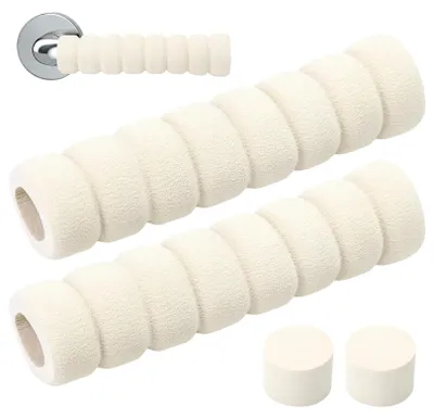 Image de 2 housses de protection pour poignées de porte, housses de protection pour poignées de porte, housses de protection murales pour poignées de porte, housses en mousse pour poignées, butées antistatiques pour poignées de porte, butées élastiques pour poignées de porte, housses de sécurité pour poignées de porte (beige)