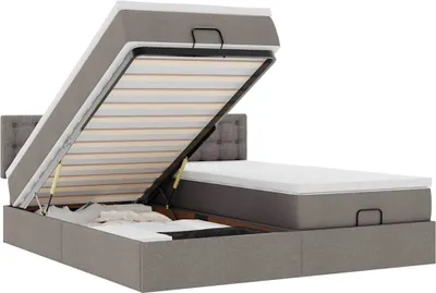 Produktbild von vidaXL Ottoman-Bett mit Matratzen & LEDs Taupe 180x200 cm Stoff