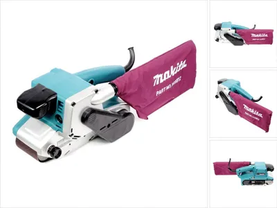Image de Makita 9903 Ponceuse à bande électrique professionnelle, 1010 watts, surface de ponçage de 76 mm, vitesse variable, aspiration de la poussière
