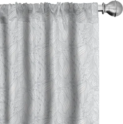 Produktbild von ABAKUHAUS Grau und Weiß Vorhänge, Gardinen, Künstlerisches Gekritzel-Art-botanisches Blätter-Muster-schäbiges künstlerisches Ornamental, 2 Stück 75 x 245 cm, Grau weiß