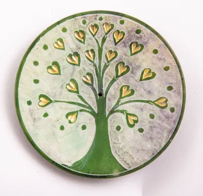 Immagine prodotto di Portaincenso - Cuore dell'albero della vita verde in pietra ollare