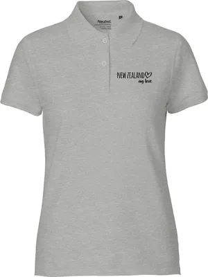 Produktbild von Huuraa Damen Polo Shirt New Zealand my love XL Sport Grey Bio Baumwolle Fairtrade Poloshirt Geschenkidee
