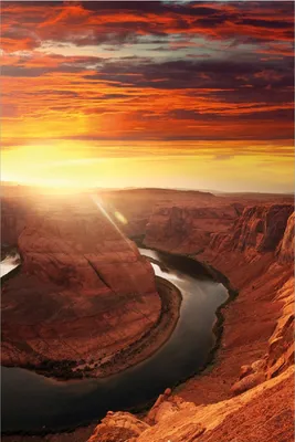 Produktbild von Wallario Poster - Grand Canyon bei Sonnenuntergang, Kunstdruck Größe: 61 x 91,50 cm