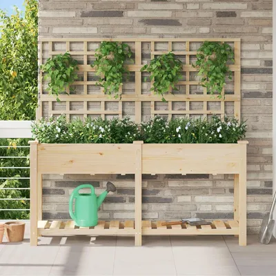 Image de Pot de fleurs - Pot pour plantes - Jardinière - Pot pour balcon - Pot pour plantes d'intérieur - Bois massif de pin