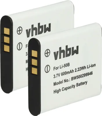 Produktbild von vhbw 2x Akku Ersatz für Kodak LB-052 für Kamera (600 mAh, 3,7 V, Li-Ion)