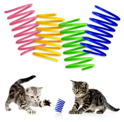 Produktbild von Katzenfederspielzeug, interaktives Spielzeug für Katzen, bunt, BPA-frei, Kunststoff-Spiralfedern, 20 Stück