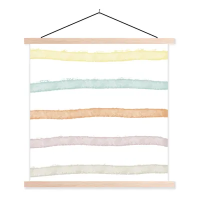 Produktbild von MuchoWow® Textilposter Linie - Pastell - Regenbogen - Muster 40x40 cm mit holzfarbenen Rahmen - Posterleiste