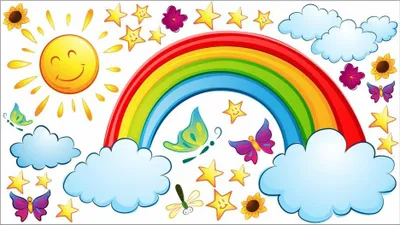 Produktbild von 006 Wandtattoo Regenbogen Sonne Wolken - 2000 x 1120 mm