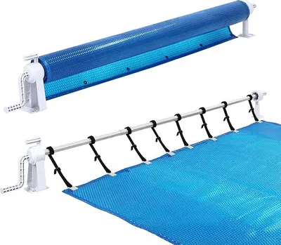 Produktbild von Pool Aufroller 1,05–6,15 m Verstellbar, Aufrollvorrichtung für Poolfolie & Solarplane, Mobiles Aufrollsystem mit Befestigungsbändern, Aluminium Poolabdeckung Aufroller