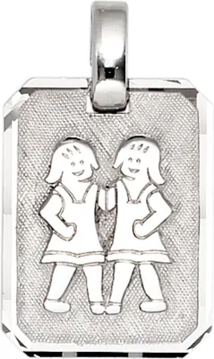 Produktbild von Anhänger Sternzeichen Zwilling aus 925 Silber teilmattiert Horoskop