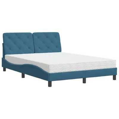 Produktbild von Bett mit Matratze Blau 140x190 cm Samt