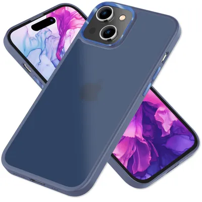 Produktbild von Hybrid Hülle für iPhone 15 Frosted Case Handyhülle Schutz Rand Handy Tasche Etui Blau
