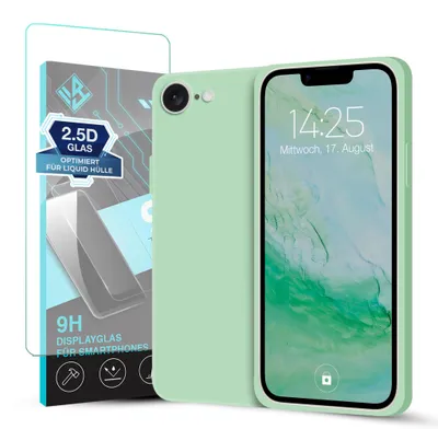 Produktbild von Hülle für Apple iPhone 17e mit 9H Displayglas Displayschutz Case Cover Bumper Smartphone Softgrip Schutzhülle Farbe: Türkis