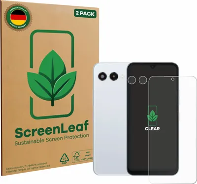 Produktbild von 2x ScreenLeaf Schutzfolie für Telekom T Phone 3 (Display+Kamera) nachhaltiger Displayschutz Display Schutz Folie Klar Transparent