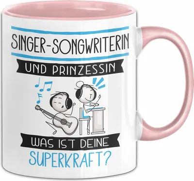 Produktbild von Singer-Songwriterin Und Prinzessin Tasse Geschenk Für Eine Singer-Songwriterin Geburtstag Was Ist Deine Superkraft (Rosa)