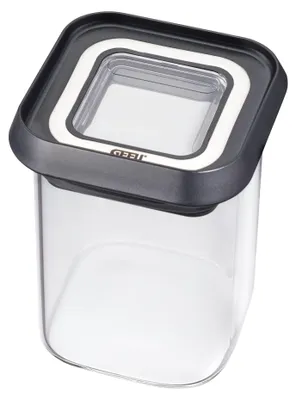 Zdjęcie produktu dla GEFU PANTRY mini, Pojemnik, Prostokątny, 0,18 l, Czarny, Przezroczysty, Szkło borokrzemowe, Plastik, Silikon, Stal nierdzewna, 70 mm