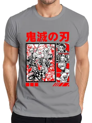 Immagine prodotto di maglietta da uomo rossa Tanjiro Nezuko Inosuke Zenitsu, Grigio, L