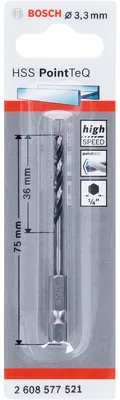 Zdjęcie produktu dla Wiertło sześciokątne HSS PointTeQ 3,3 mm