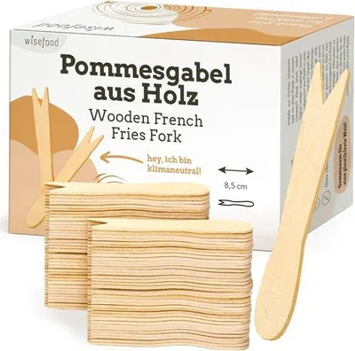 Produktbild von Einweggabel, 8,5 cm lang - Holzgabel - biologisch abbaubar - ideal für den Catering-Bereich