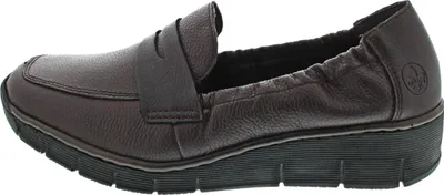 Produktbild von Rieker Damen Slipper Rot Leder Antistress mit gepolsterter Decksohle und Gummizug Größe 38