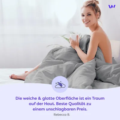 Produktbild von Wolkenfeld Bettwäsche 135x200 Baumwolle Grau - Atmungsaktiv - Renforcé Bettwäsche-Set mit 1x Bettbezug 135 x 200 + 1x Kissenbezug 80x80 - Anthrazit