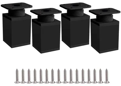Obrázok produktu pre Čierne nastaviteľné nožičky na nábytok, 4 kusy, nožičky na skrinku, nastaviteľná výška 0-20 mm
