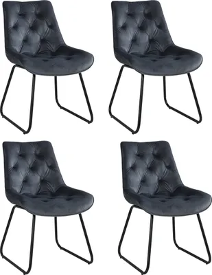 Produktbild von Polsterstühle - Dunkelgrau - Samtbezug - Kufengestell - 4er Set