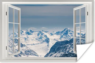 Produktbild von MuchoWow® Poster Aussicht - Schnee - Berge 120x80 cm - Bilder