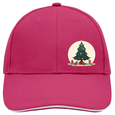 Produktbild von Huuraa Cappy Mütze Weihnachtsbaum Tannenbaum Pink/White Baumwolle 6-Panel Kappe Geschenkidee