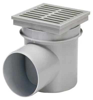 Zdjęcie produktu dla ACO odpływ do użytku wewnętrznego i zewnętrznego, 150 x 150 mm, kolor szary, DN110, odpływ poziomy