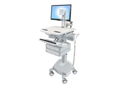 Immagine prodotto di Carrello Ergotron per display LCD/tastiera/mouse/CPU/notebook/scanner di codici a barre - medicale - alluminio, acciaio galvanizzato, plastica di alta qualità - grigio, bianco, alluminio lucido - dimensioni dello schermo: fino a 61 cm (fino a 24 pollici)