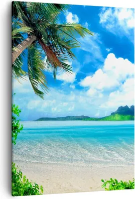 Produktbild von Bild auf Leinwand - Leinwandbild - Einteilig - Strand Urlaub Insel Palme - 50x70cm - Wand Bild - Wanddeko - Wandbilder - Leinwanddruck - Wanddekoration - Leinwand bilder - Wandbild - PA50x70-2528