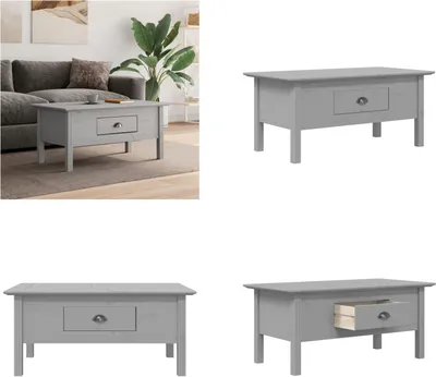 Produktbild von vidaXL Couchtisch BODO Grau 100x55x45 cm Massivholz Kiefer - Couchtisch - Couchtische - Beistelltisch - Sofatisch