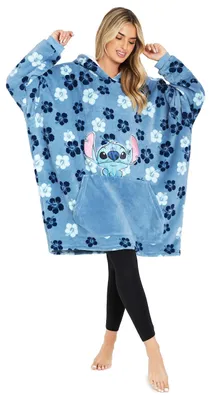Produktbild von Disney Stitch Kapuzenpullover Damen Oversize Hoodie Decke mit Ärmeln Sherpa Weic