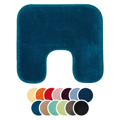 Produktbild von liebling Badteppich mit Bügelausschnitt, 100% Polyester, Anti-Rutsch Beschichtung, Serie Santos, 50 x 45 cm, 1500 g/m², 30 Grad waschbar, petrol