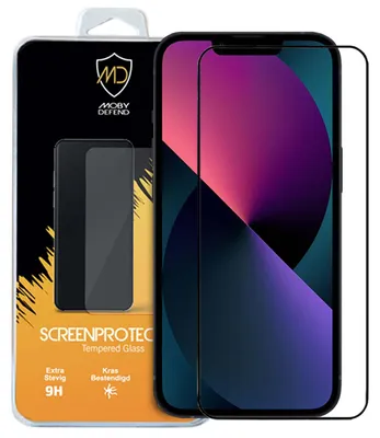 Productafbeelding van MobyDefend Screenprotector - Geschikt voor iPhone 13 / iPhone 13 Pro - Screensaver Met Zwarte Randen - Gehard Glas