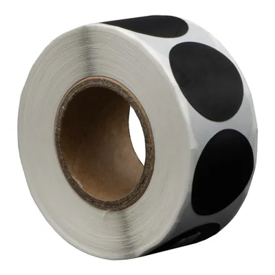 Produktbild von 500 runde Etiketten schwarz 20 mm auf Rolle - Verschlusssiegel - Markierungspunkte - Blanko-Rundaufkleber - DULA