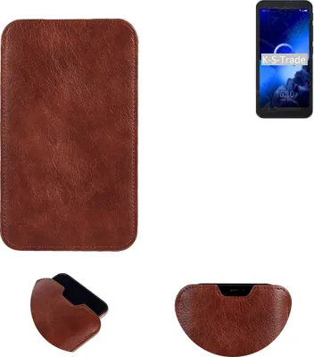 Produktbild von K-S-Trade Schutzhülle Handyhülle kompatibel mit Alcatel 1V Handytasche Kunstleder Sleeve in braun