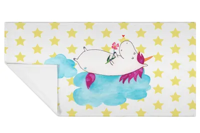 Produktbild von Mr. & Mrs. Panda Handtuch Einhorn Verliebt - Weiß - Geschenk, Unicorn, Liebe, 50x100, gesichtstuch, Einhörner, Freundin, kleines, 100x50, Flauschtuch
