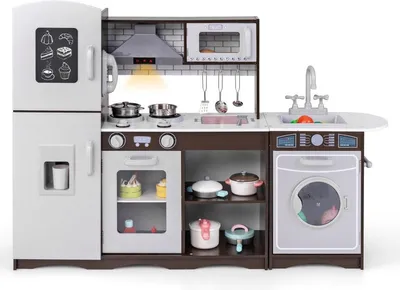 Image de Cuisine d'angle en bois avec son et lumière, 7 accessoires