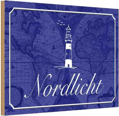 Produktbild von vianmo Holzschild 20x30 cm Nordlicht Meer Leuchtturm Europa