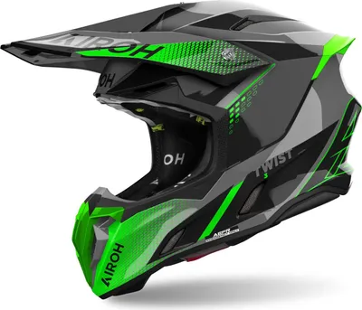 Zdjęcie produktu dla Kask motocrossowy Airoh Twist 3 Shard, czarny/szary/zielony, 2XL (63)