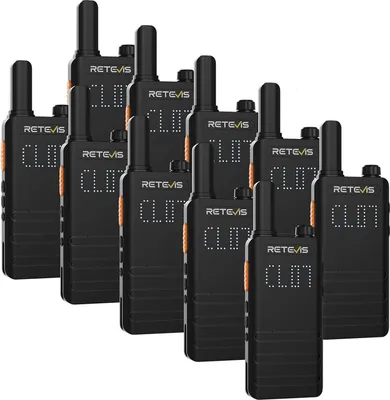 Produktbild von Retevis B63H Walkie Talkie mit Ohrhörern, Wiederaufladbares Funkgerät über USB C, Leichter Bildschirm, Walkie Talkie für Schule Sicherheit (10 Stück)