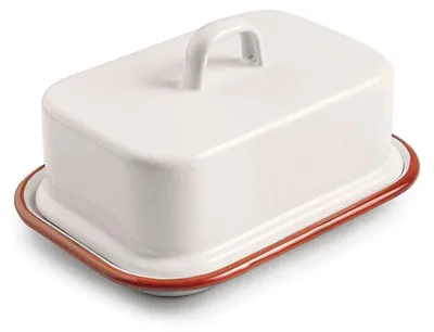 Produktbild von Emaillierte Butterform mit rotem Rand 17x12cm